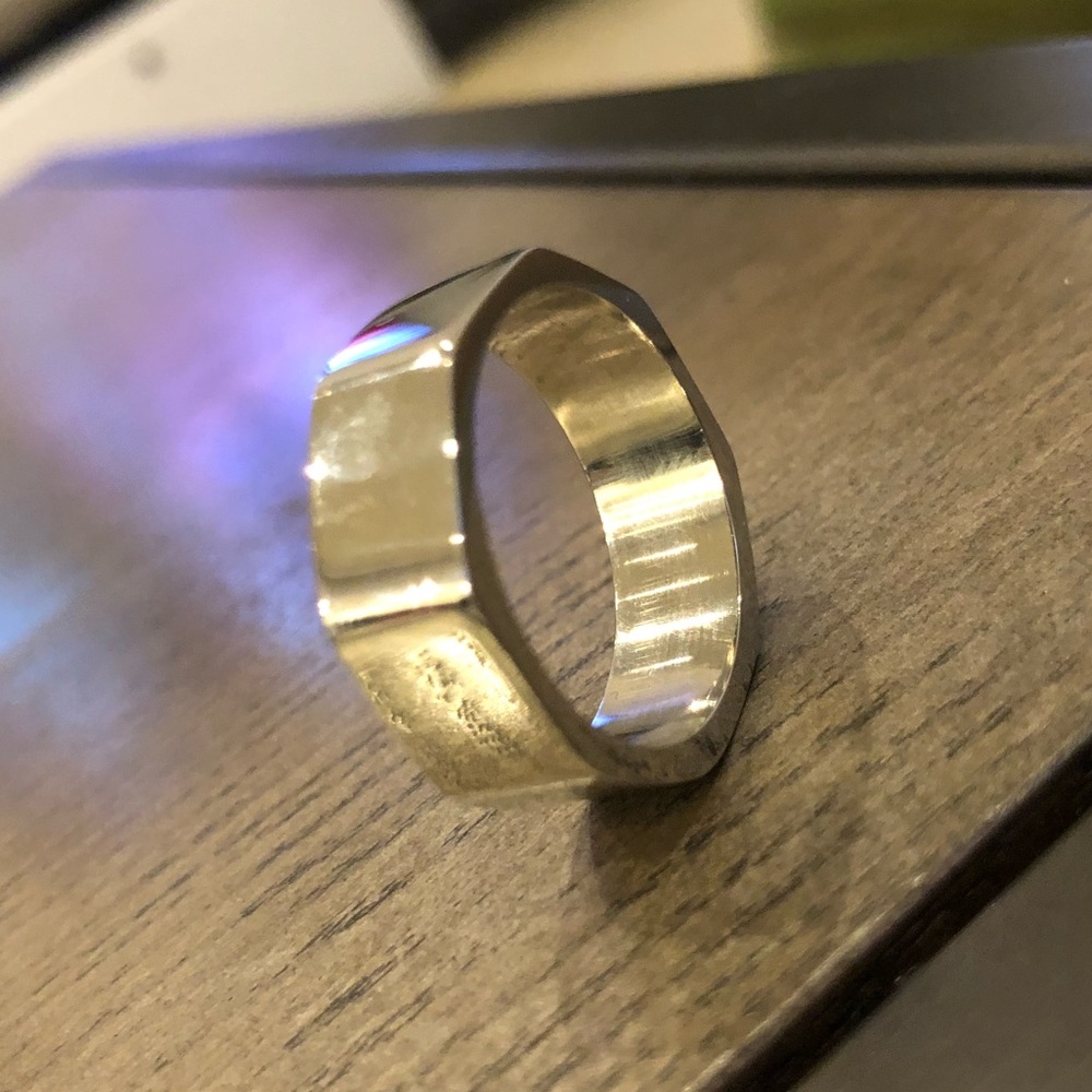 Men’s Octagonal Silver-tone Ring